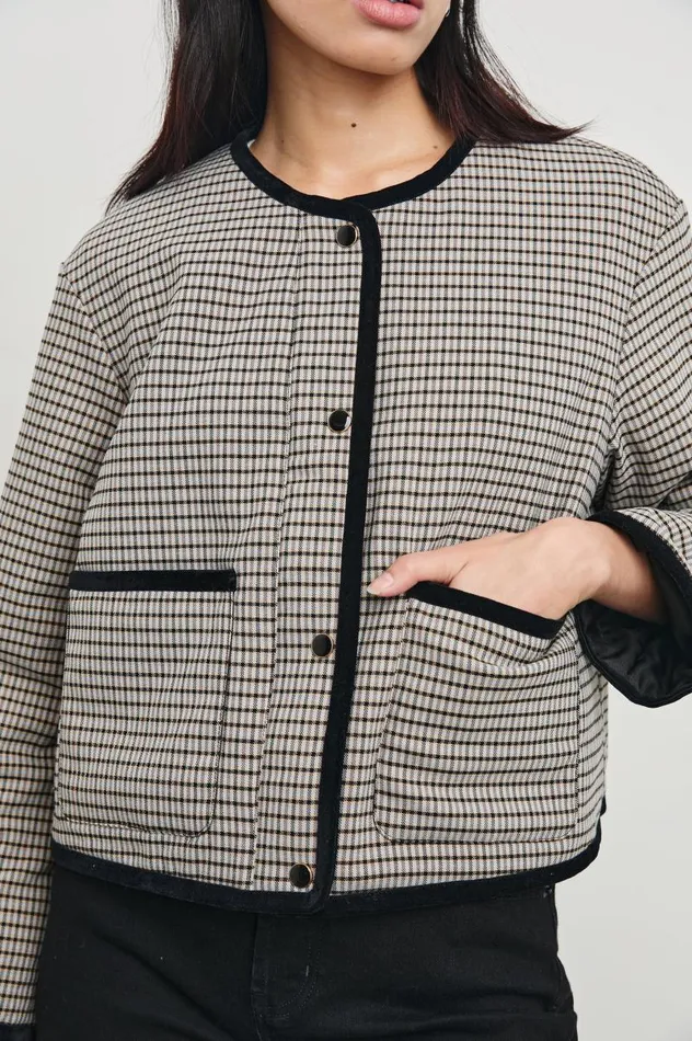 Rails Jackets and Coats Women NOTA JACKET Ice Taupe Mini Check