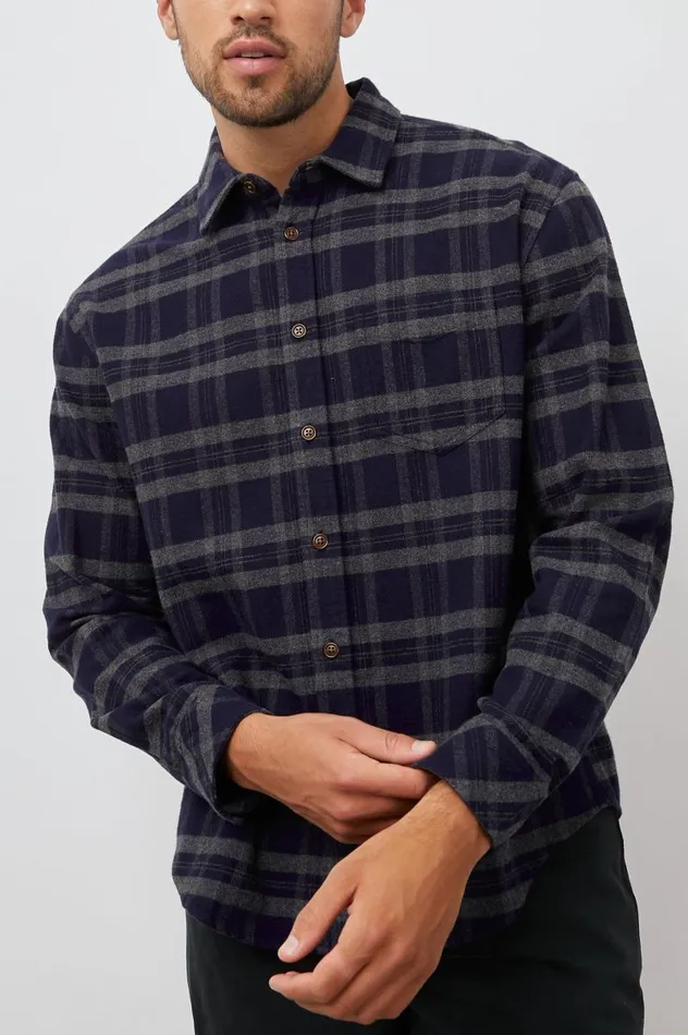 Rails Shirts Men FORREST SHIRT Ancient Navy Melange