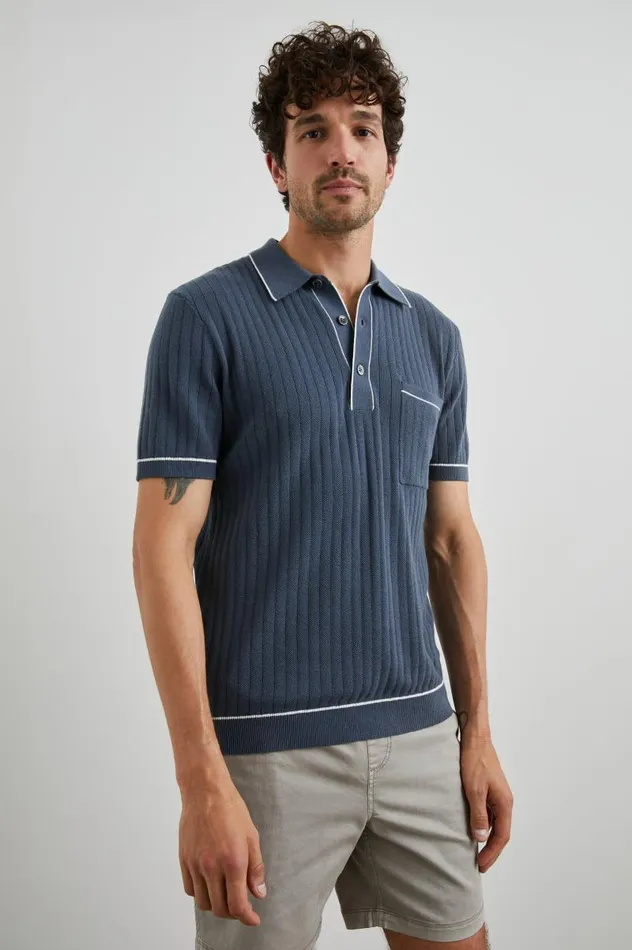 Rails Shirts Men HARDY POLO SHIRT Faded Navy