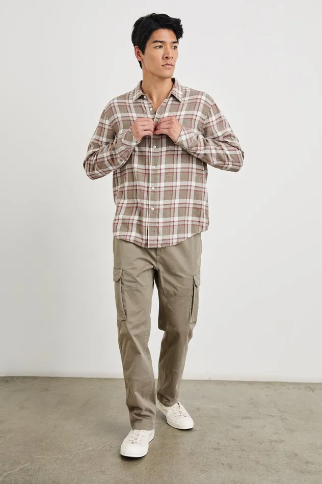 Rails Shirts Men LENNOX SHIRT Chinchilla Currant