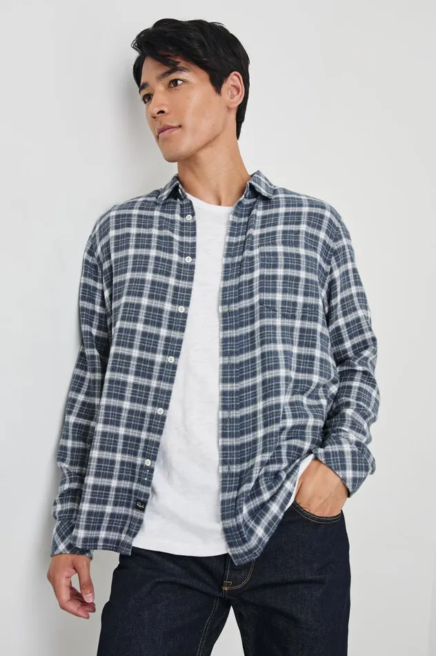Rails Shirts Men LENNOX SHIRT Denim White Grey