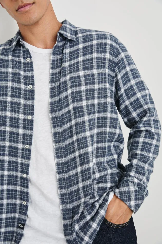 Rails Shirts Men LENNOX SHIRT Denim White Grey
