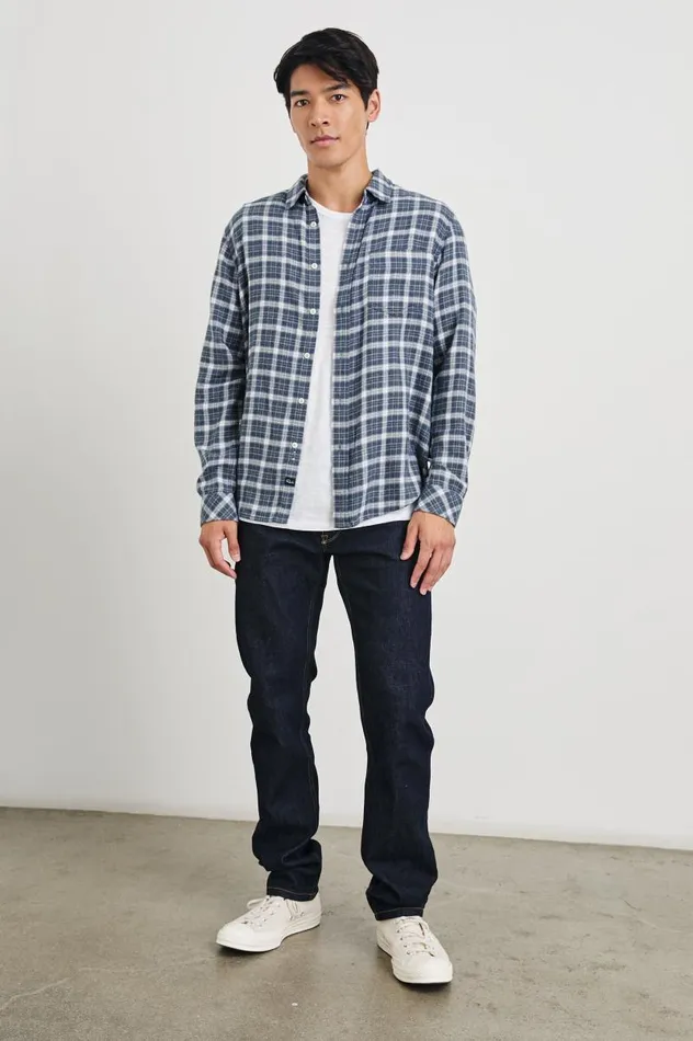 Rails Shirts Men LENNOX SHIRT Denim White Grey