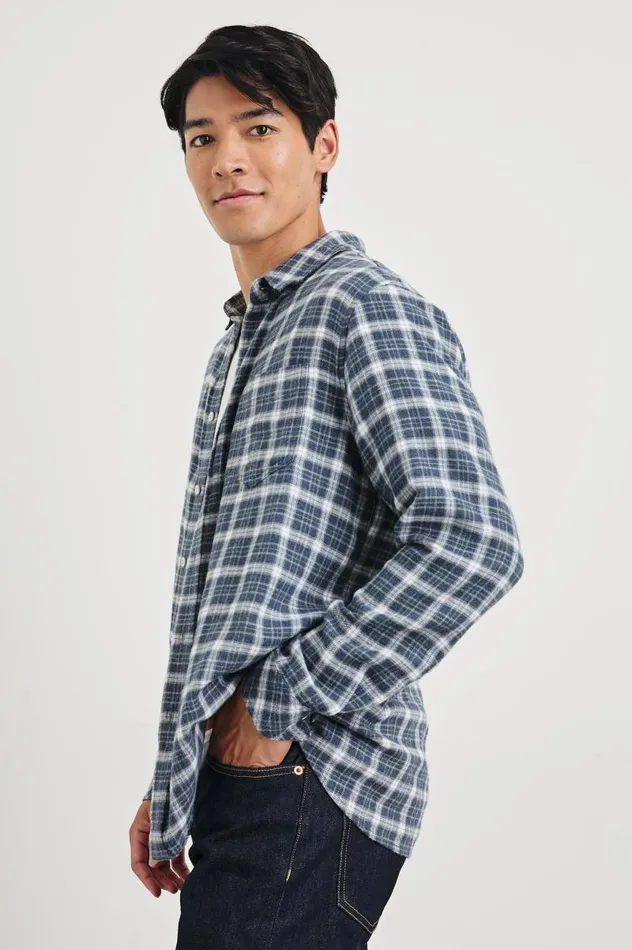 Rails Shirts Men LENNOX SHIRT Denim White Grey