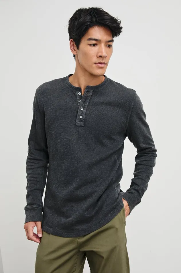 Rails Shirts Men SOTO HENLEY Washed Black