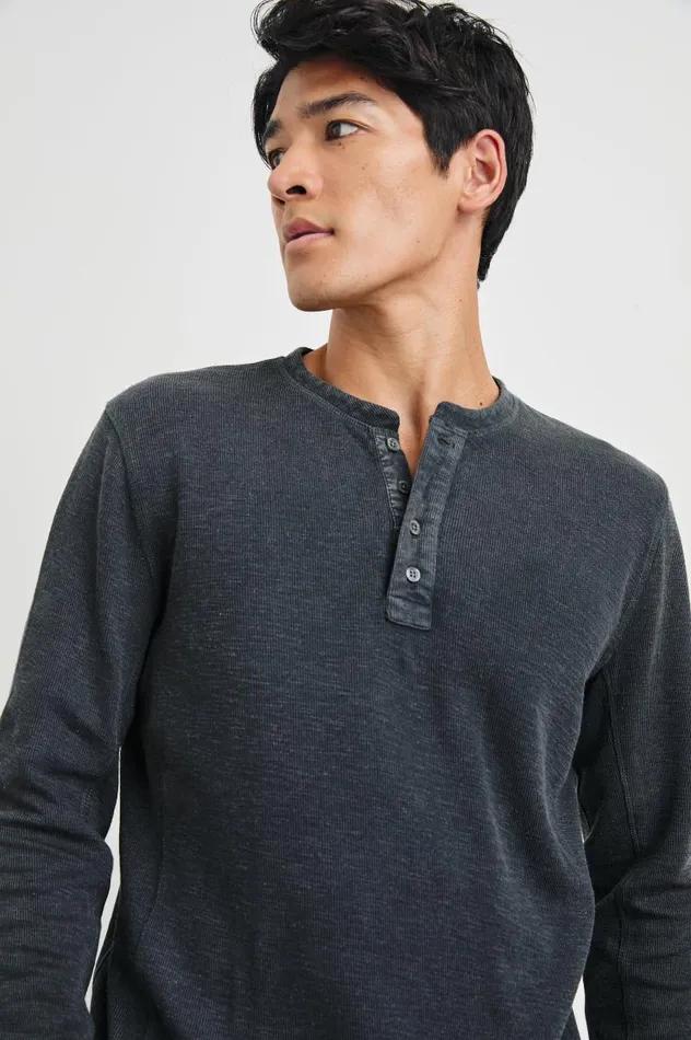 Rails Shirts Men SOTO HENLEY Washed Black
