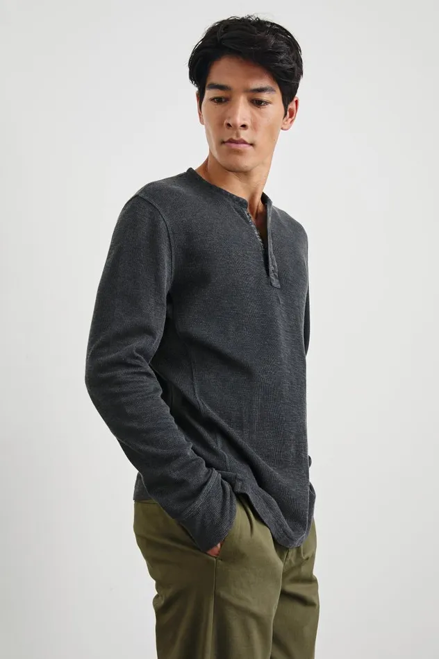 Rails Shirts Men SOTO HENLEY Washed Black