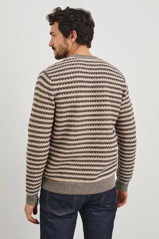 Rails Sweaters Men CARRICK SWEATER Navy Oat Stripe