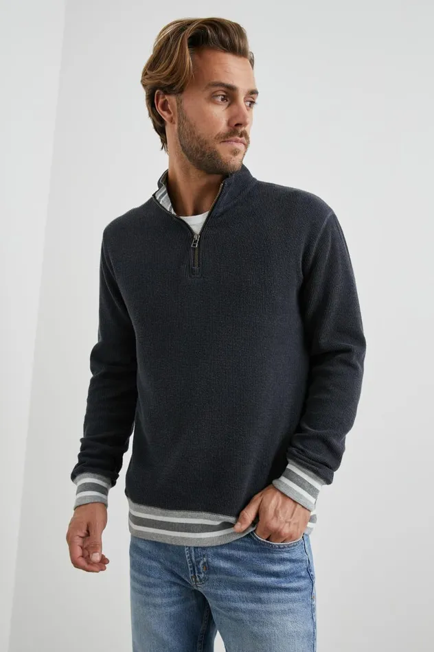 Rails Sweaters Men WARD QUARTER ZIP Knittany Blue