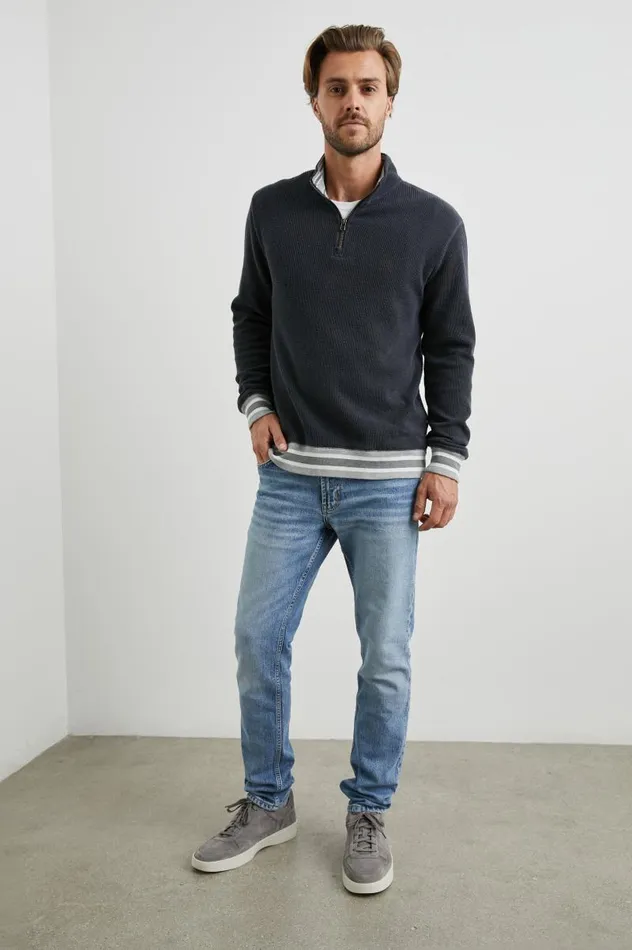 Rails Sweaters Men WARD QUARTER ZIP Knittany Blue