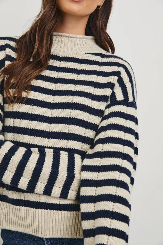 Rails Sweaters Women CORRINE SWEATER Oat Navy Stripe
