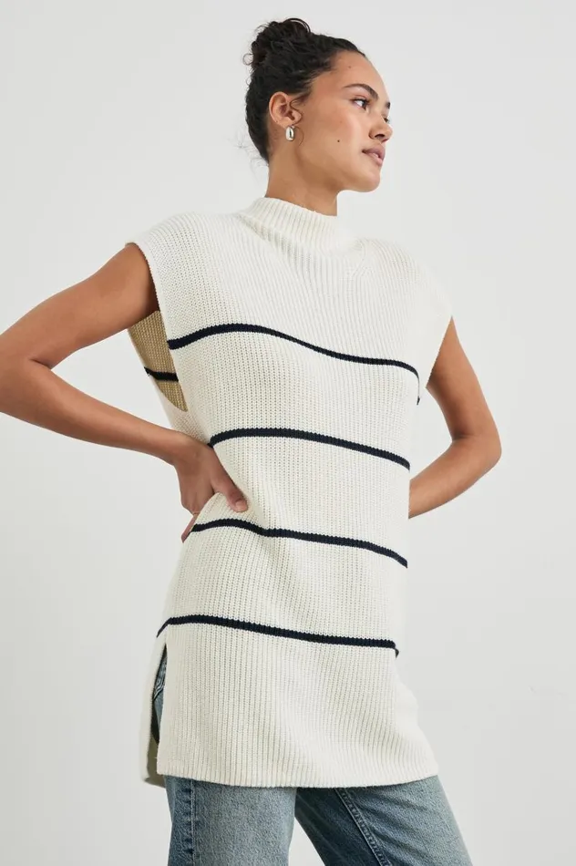 Rails Sweaters Women ETTA SWEATER Ivory Navy Stripe