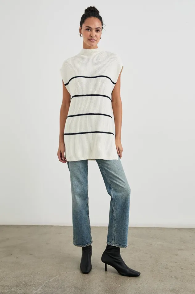 Rails Sweaters Women ETTA SWEATER Ivory Navy Stripe