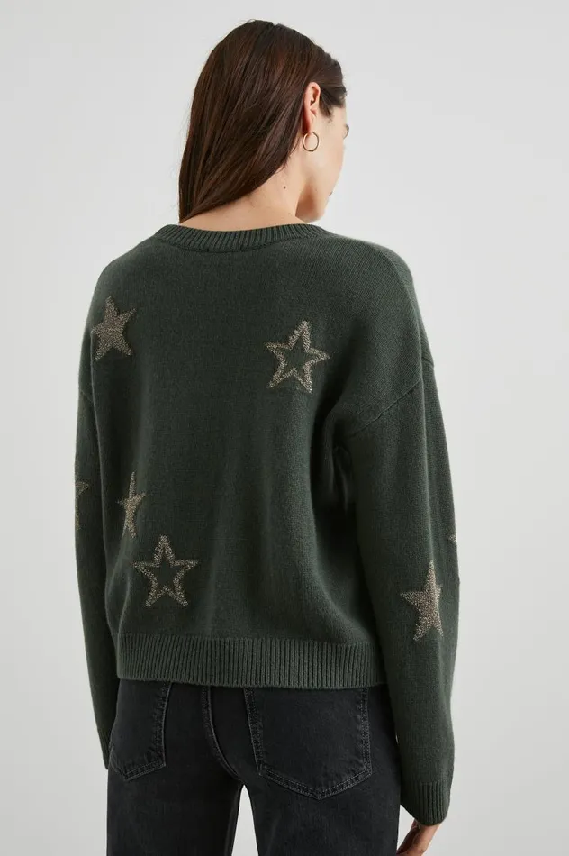 Rails Sweaters Women PERCI SWEATER Olive Gold Stars