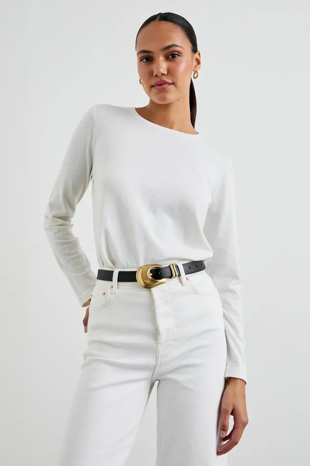Rails Tees and Tanks Women COTTON CASHMERE LONG SLEEVE TEE White