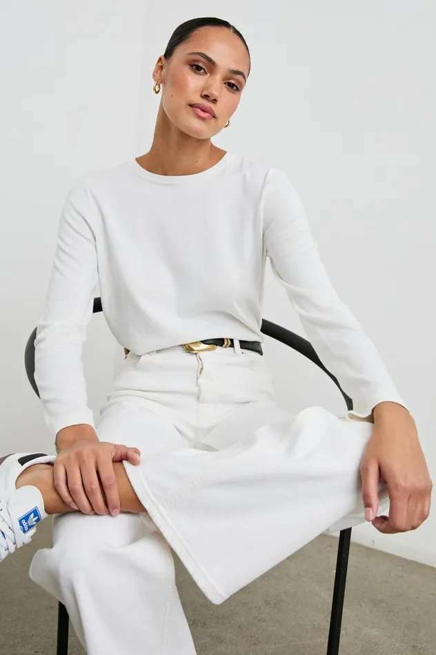 Rails Tees and Tanks Women COTTON CASHMERE LONG SLEEVE TEE White