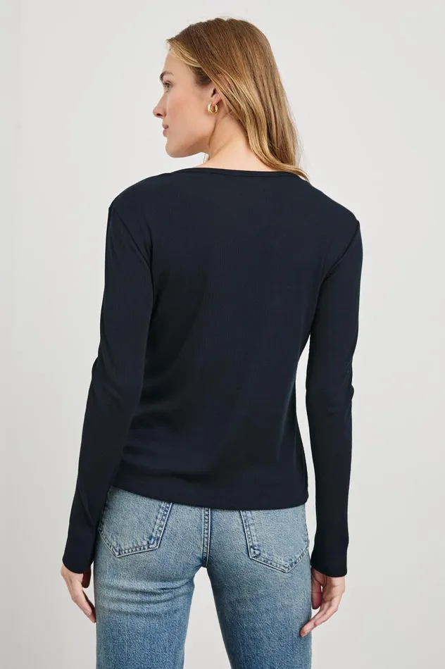 Rails Tees and Tanks Women ESSENTIAL HENLEY Black