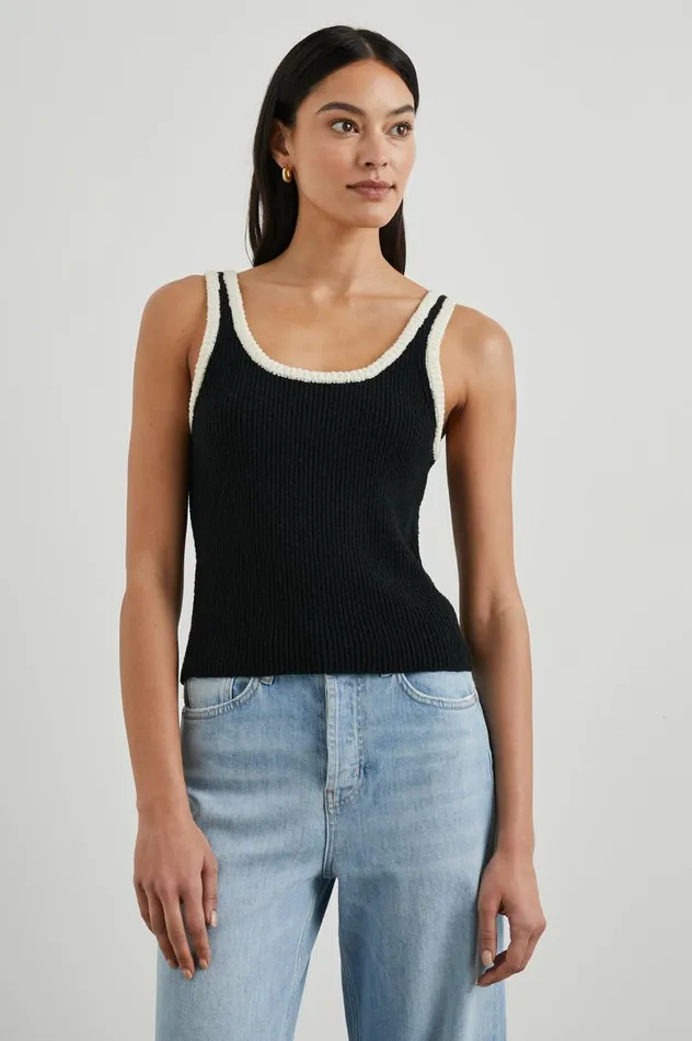 Rails Tops Women ALBIE TANK Black White Contrast