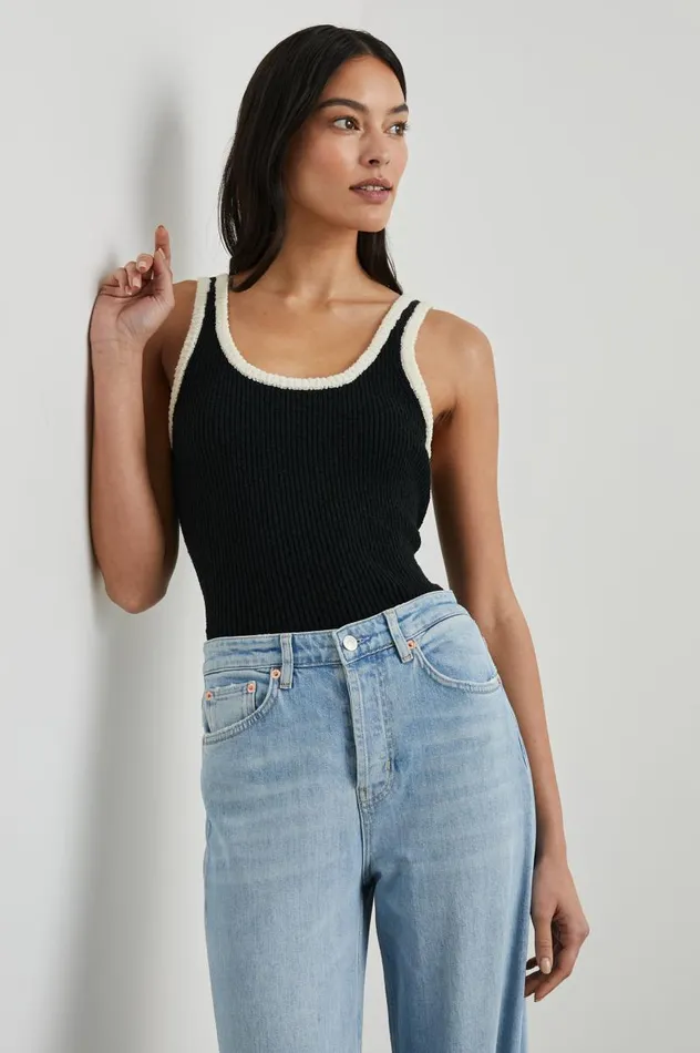 Rails Tops Women ALBIE TANK Black White Contrast