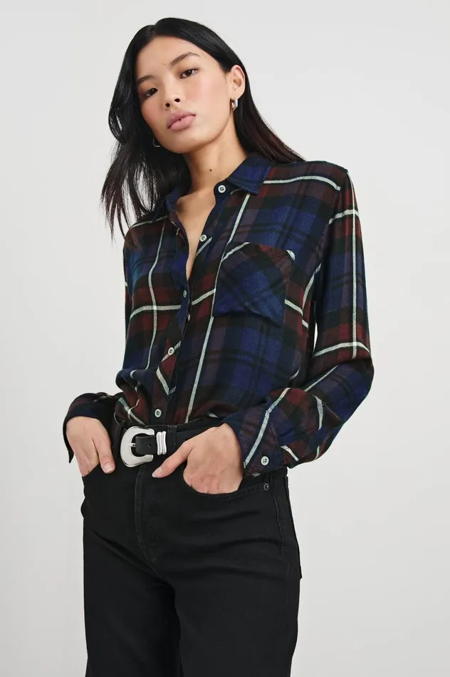 Rails Tops Women HUNTER SHIRT Chestnut Birch Navy