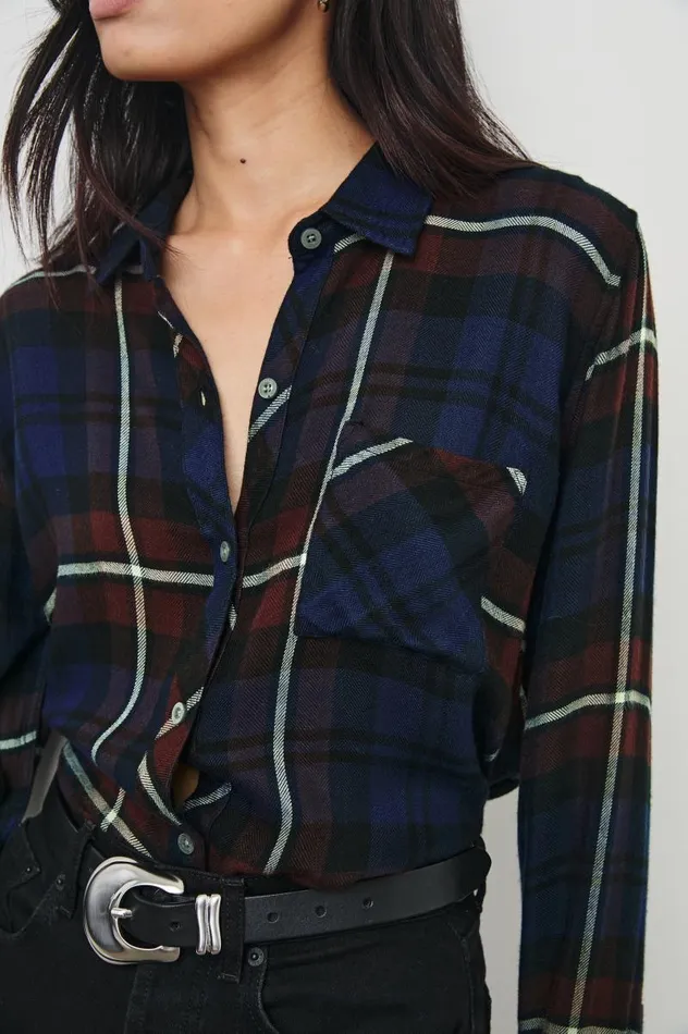 Rails Tops Women HUNTER SHIRT Chestnut Birch Navy