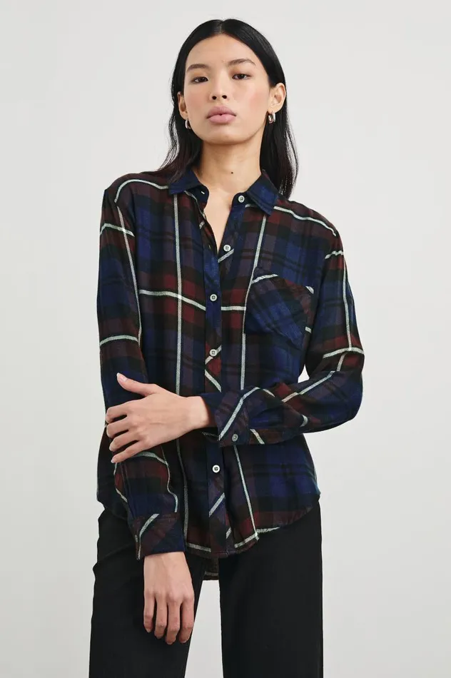 Rails Tops Women HUNTER SHIRT Chestnut Birch Navy