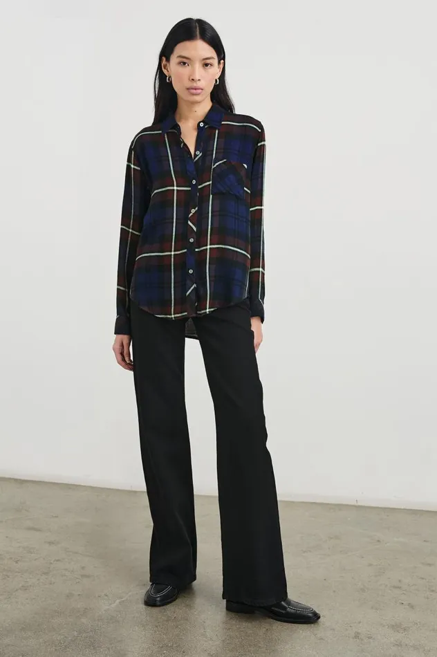 Rails Tops Women HUNTER SHIRT Chestnut Birch Navy