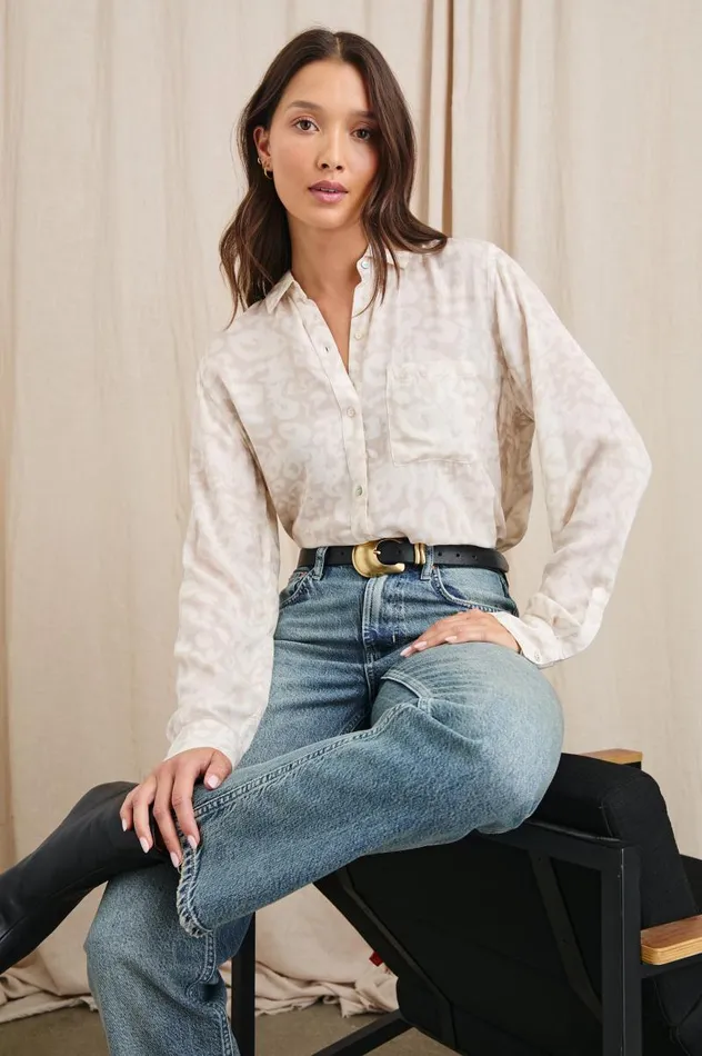 Rails Tops Women JOSEPHINE SHIRT Sand Diffused Cheetah