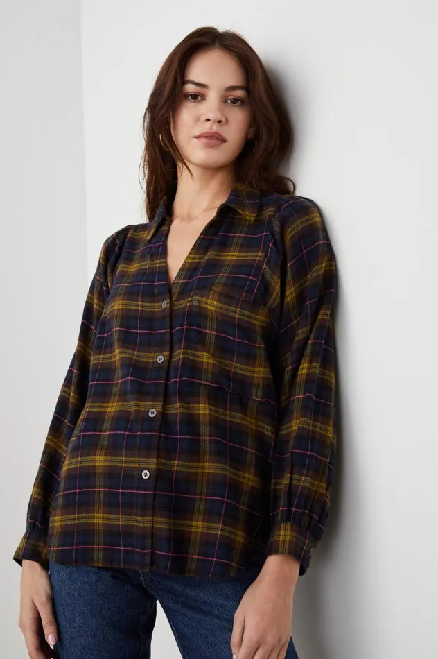 Rails Tops Women LAUREN SHIRT Navy Hazelnut Pink
