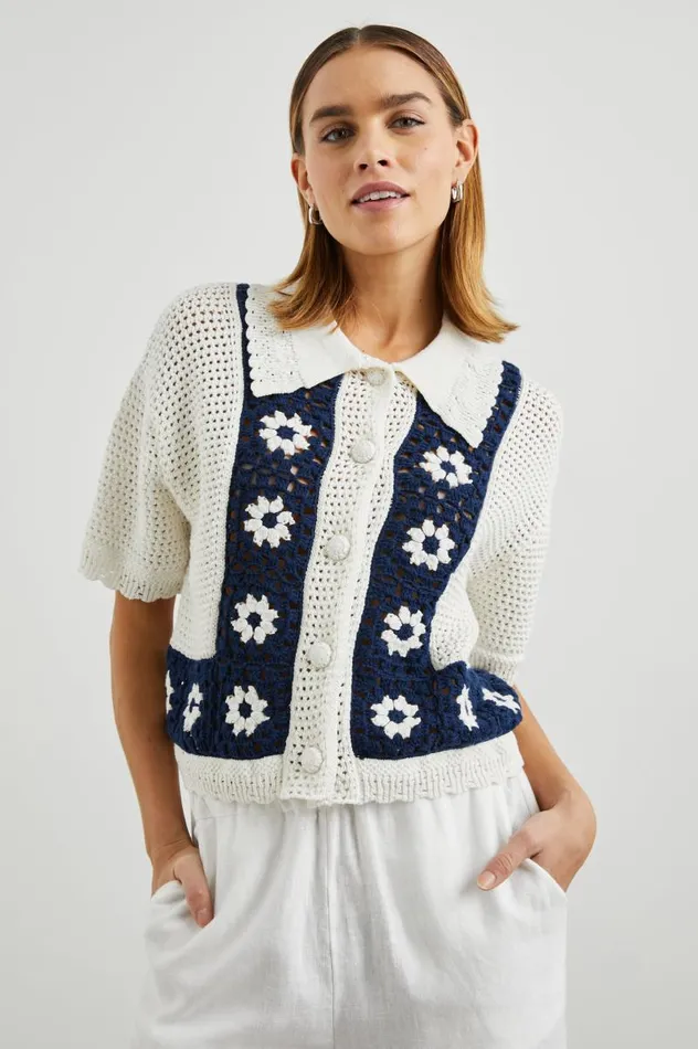 Rails Tops Women MILAN TOP Navy Crochet Daisies