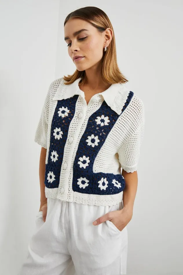Rails Tops Women MILAN TOP Navy Crochet Daisies