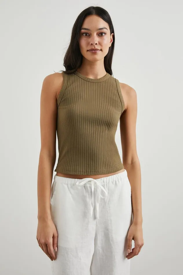 Rails Tops Women THE RACER TANK Olive