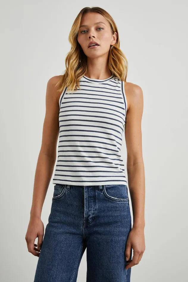 Rails Tops Women THE RACER TANK Sailor Stripe Navy