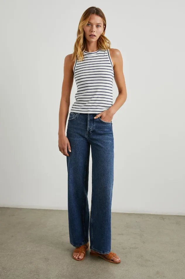 Rails Tops Women THE RACER TANK Sailor Stripe Navy