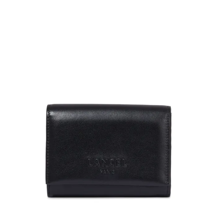 Rectangular Flap Compact Wallet Black Women Lancel Purse