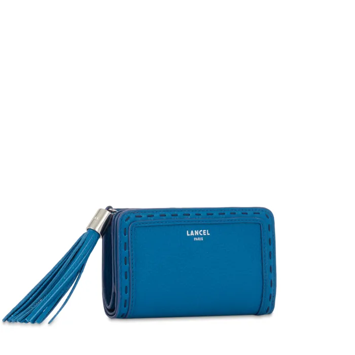 Rectangular Zip Compact Wallet Cobalt Women Lancel Purse