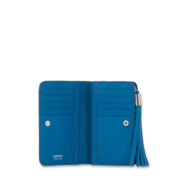 Rectangular Zip Compact Wallet Cobalt Women Lancel Purse