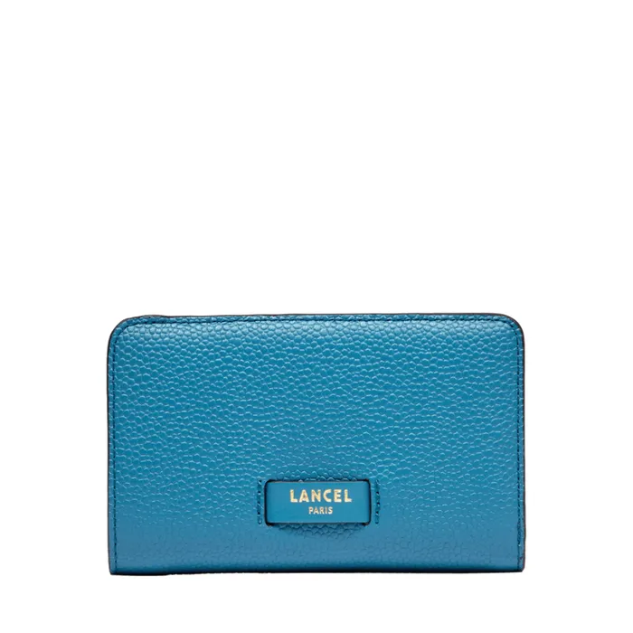 Rectangular Zip Compact Wallet Wave Blue Women Lancel Wallet