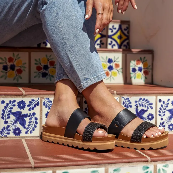Reef Sandals Women Cushion Vista Hi Black Braid Reef Sandals Women Cushion Vista Hi Black Braid