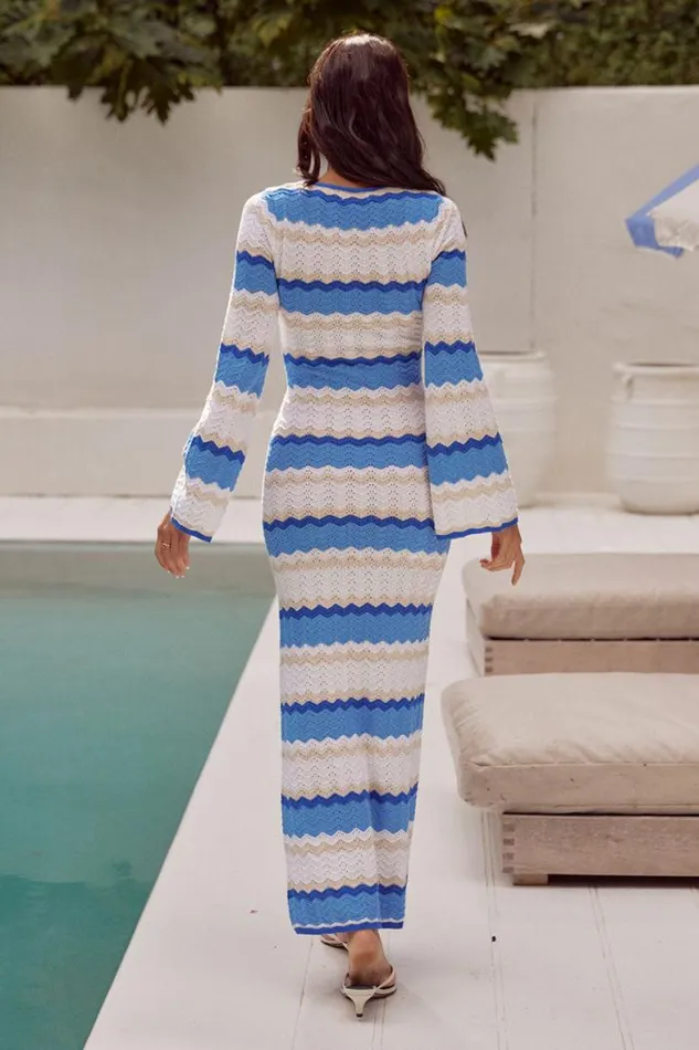 Runaway The Label Maxi Shop CAPRICE MAXI DRESS 8211 BLUE COMBO