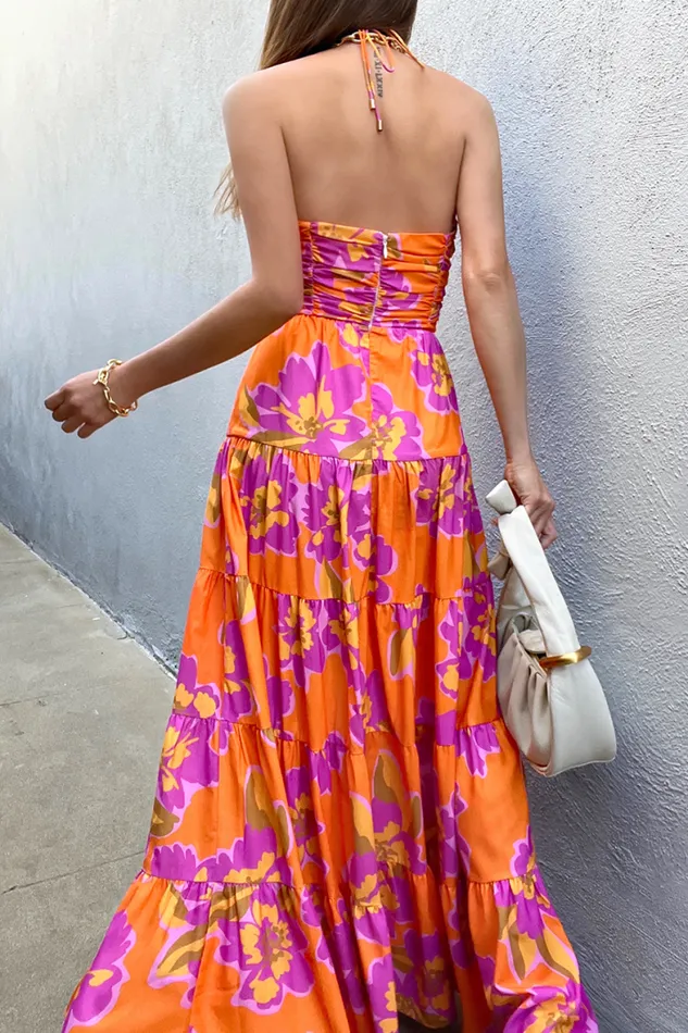 Runaway The Label Maxi Shop Orchid Maxi Dress 8211 Orange Floral