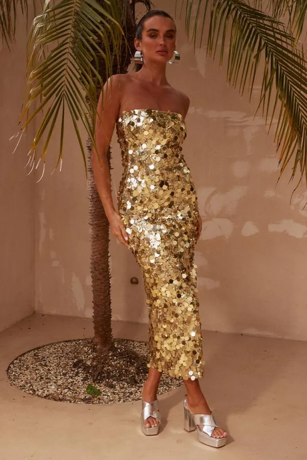 Runaway The Label Midi Shop GABOURNE DRESS 8211 GOLD