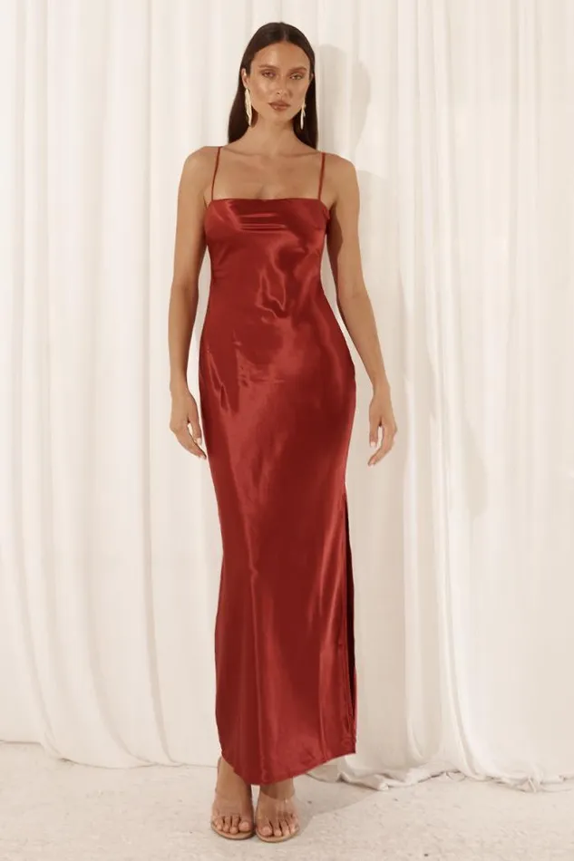 Runaway The Label Midi Shop SIREN SLIP DRESS 8211 RUBY