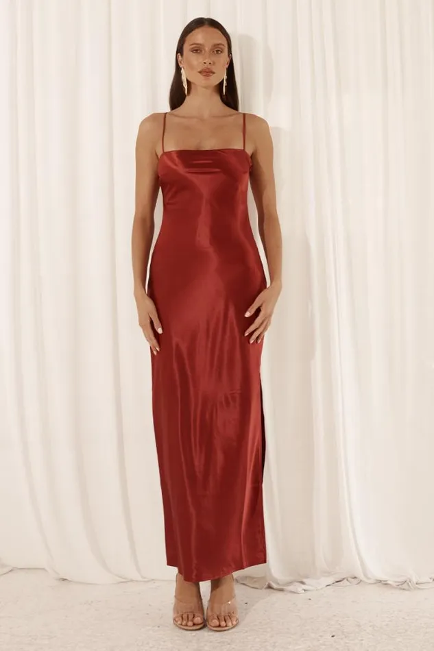 Runaway The Label Midi Shop SIREN SLIP DRESS 8211 RUBY