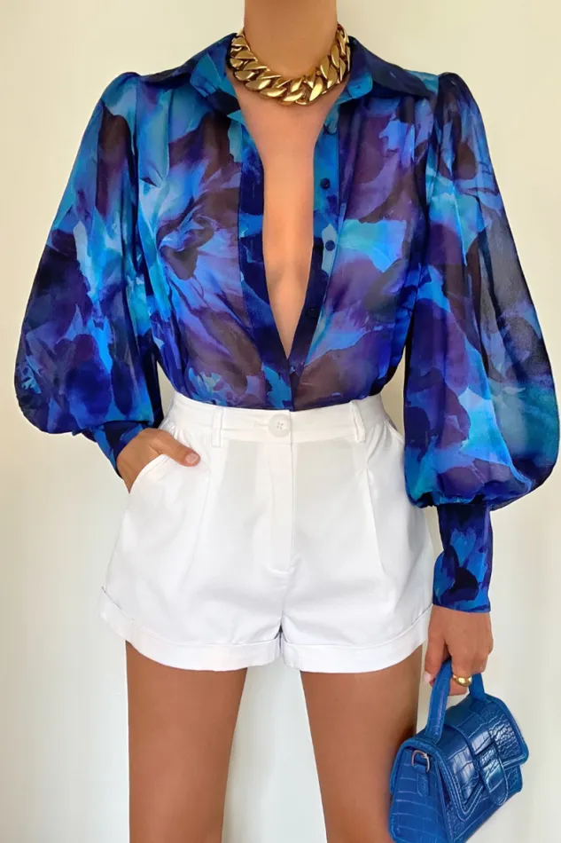 Runaway The Label Shirts and Blouses Shop Calista Shirt 8211 Blue Floral