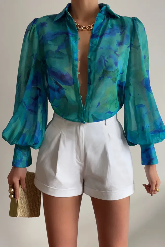 Runaway The Label Shirts and Blouses Shop ELLA BLOUSE 8211 BLUE FLORAL