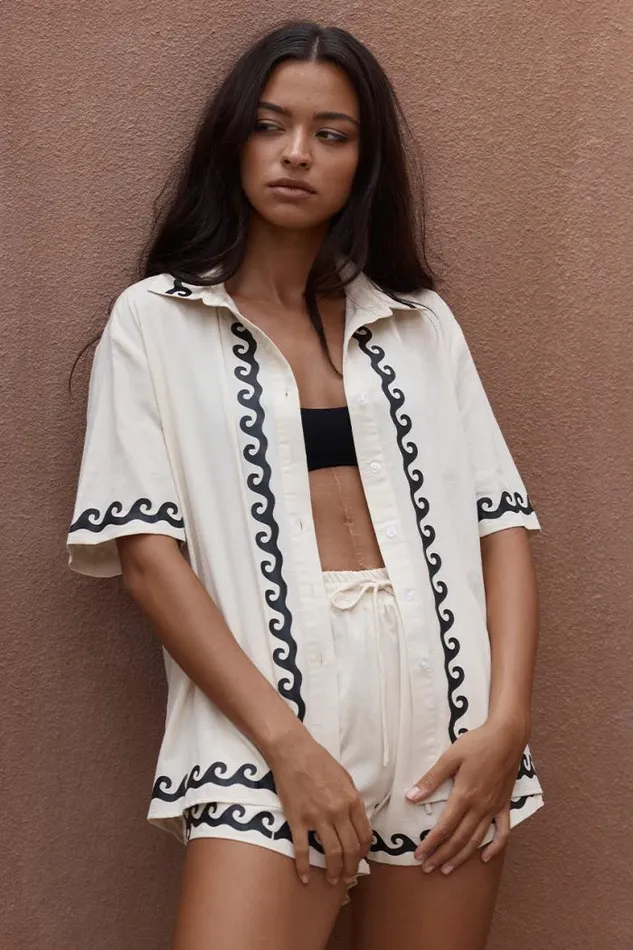 Runaway The Label Shirts and Blouses Shop WAVARA SHIRT 8211 SANDBLACK
