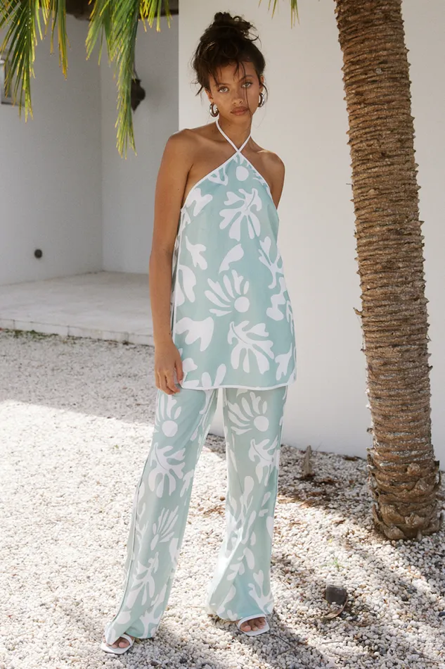 Runaway The Label Summer Sets Shop ILAH HALTER TOP 8211 SAGE BOTANICA