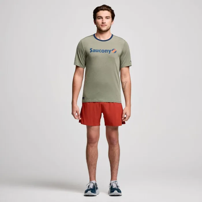 Saucony Tops Men Stopwatch Graphic Short Sleeve Bough Heather Graphic
