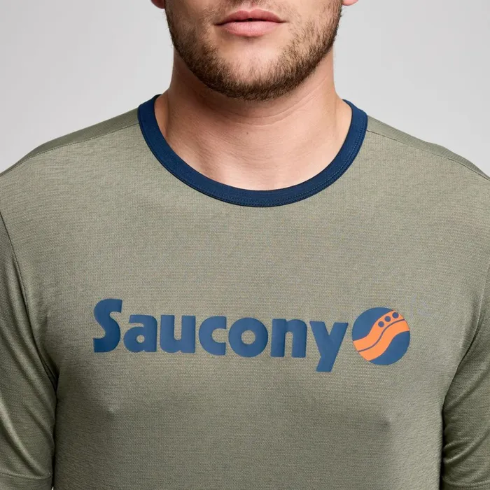 Saucony Tops Men Stopwatch Graphic Short Sleeve Bough Heather Graphic